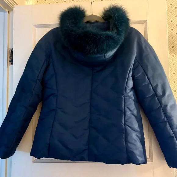 1 Madison Blue Down Jacket with Fur Trim - Picture 2 of 8